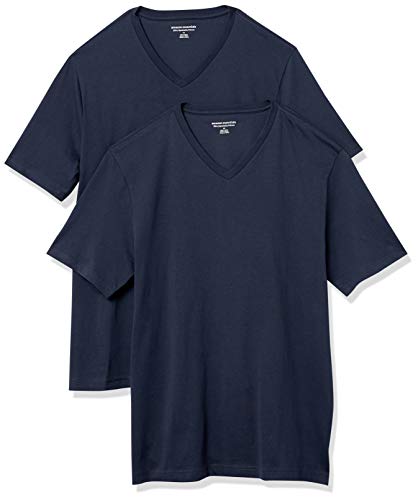 Photo 1 of Amazon Essentials Men's 2-Pack Slim-Fit Short-Sleeve V-Neck T-Shirt, Dark Navy, XX-Large
