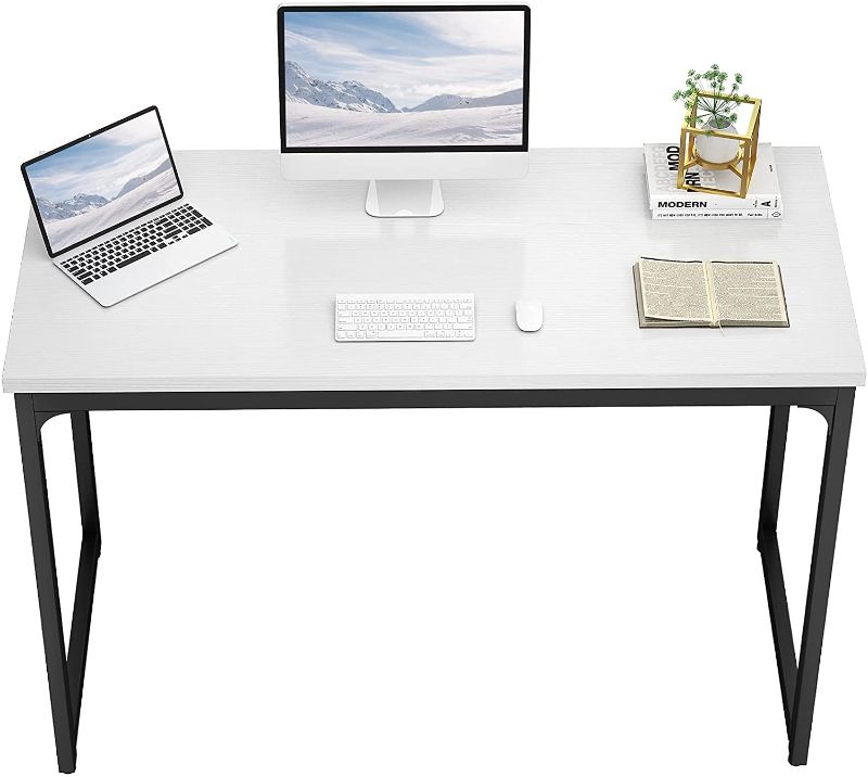 Photo 1 of Foxemart Computer Desk 47 Inch Modern Sturdy Office Desk 47" PC Laptop Notebook Study Writing Table for Home Workstations, White