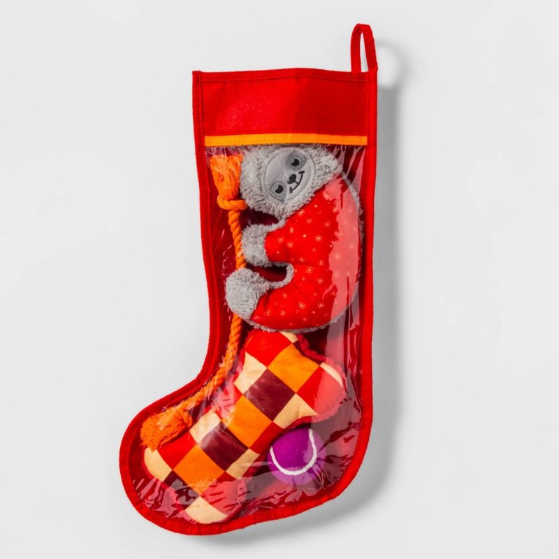 Photo 1 of 12 PACK  -Dog Toy Stocking - Red - M/L - Boots & Barkley
