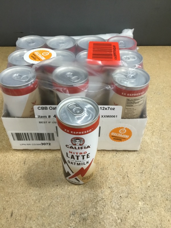 Photo 2 of **NON-REFUNDABLE***
BEST BY 6/16/22
12-Pack Califia Farms Nitro Draft Latte Cold Brew Coffee with Oat Milk, XX Espresso 7 Oz Can
