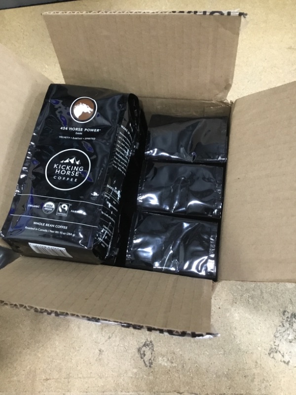 Photo 2 of **NON-REFUNDABLE**
BEST BY 7/15/22
Kicking Horse Coffee, 454 Horse Power, Dark Roast, Whole Bean, 10 oz - Certified Organic, Fairtrade, Kosher Coffee (Pack of 6)
