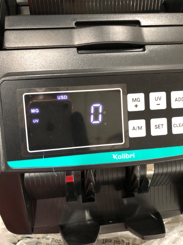 Photo 3 of Kolibri Money Counter Machine with UV/MG/IR/DBL/HLF/CHN Counterfeit Detection - US-Based Support, Large LED Display, 1,500 Bills/Min