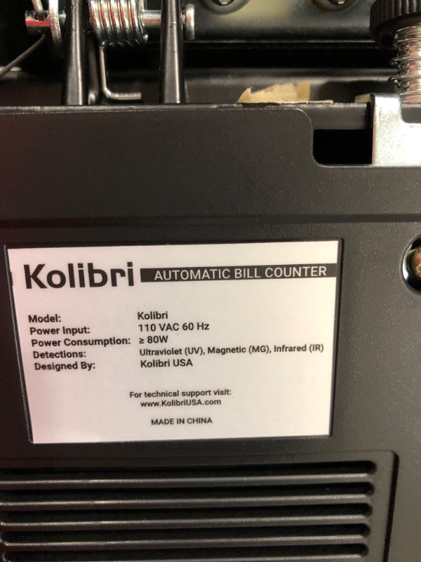 Photo 6 of Kolibri Money Counter Machine with UV/MG/IR/DBL/HLF/CHN Counterfeit Detection - US-Based Support, Large LED Display, 1,500 Bills/Min