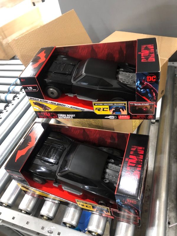 Photo 2 of DC Comics, The Batman Turbo Boost Batmobile, Remote Control Car with Official Batman Movie Styling Kids Toys for Boys and Girls Ages 4 and Up, 2 PACK
