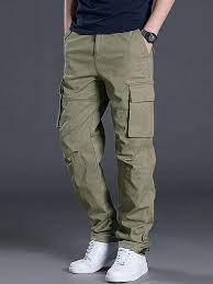 Photo 1 of Men Flap Pocket Drawstring Hem Cargo Pants 36