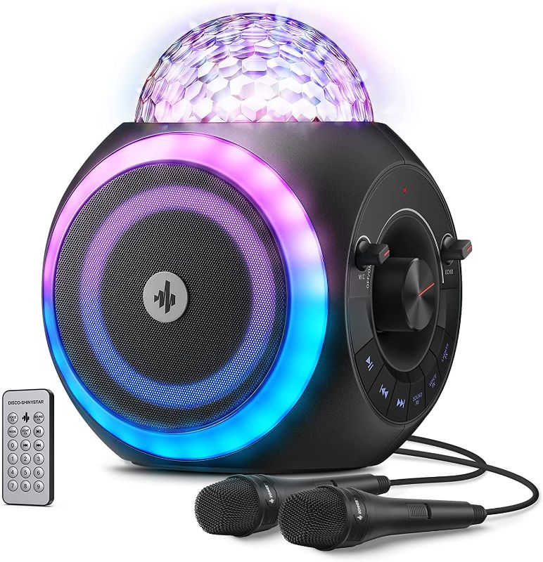 Photo 1 of Donner Portable Karaoke Machine for Adults/Kids w/ Disco Ball, Bluetooth PA Speaker System w/ 2 Microphones