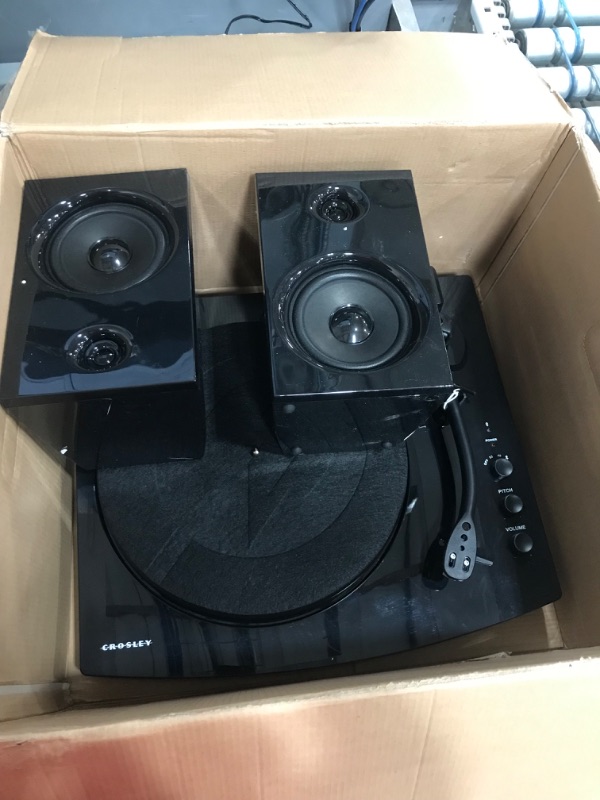 Photo 2 of Crosley T100D 2-Speed Bluetooth Turntable System with Stereo Speakers, Black, (Model: T100D-BK)