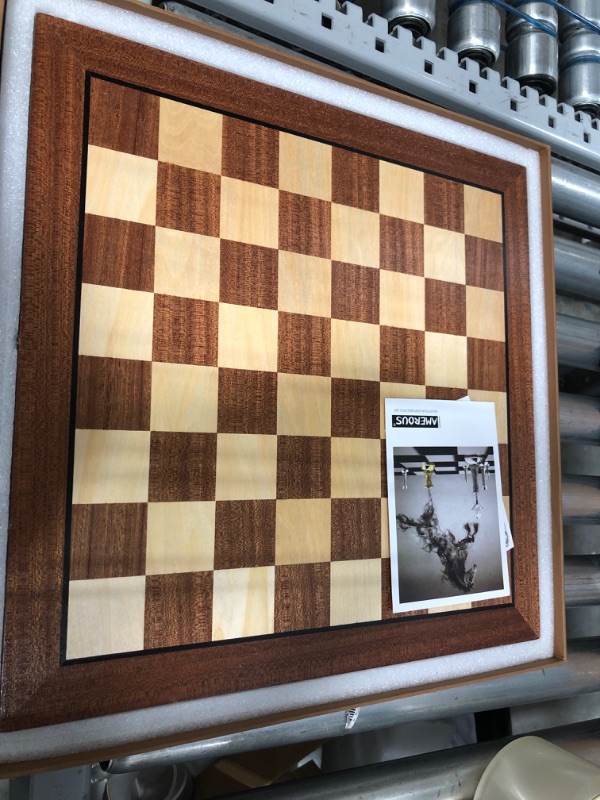 Photo 2 of AMEROUS 15'' x 15'' Wooden Chess Board No Pieces , Professional Tournament Chessboard Only with Gift Package - Chess Rules, Portable Chess Board for Beginners, Kids, Adults
