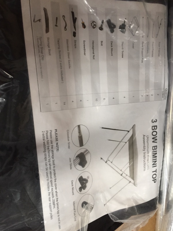 Photo 2 of 
Leader Accessories 10 Colors 3 Bow Bimini Top Boat Cover 4 Straps for Front and Rear Includes Mounting Hardwares with 1 Inch Aluminum Frame