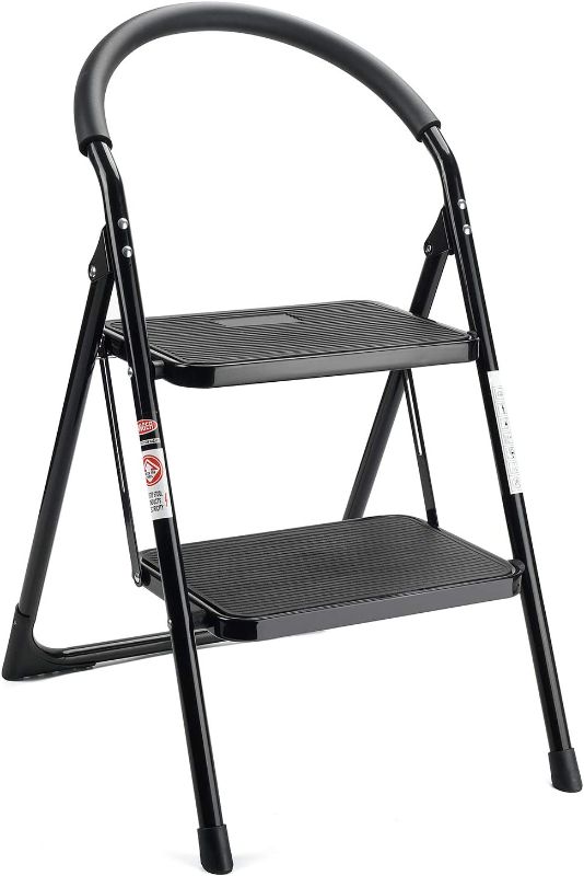 Photo 1 of 
Delxo 2 Step Stool,Heavy Duty Folding Step Ladder with Extra Wide Anti-Slip Pedal,U Shape Handgrip Sturdy Steel 2 Step Ladder 330Lbs Black