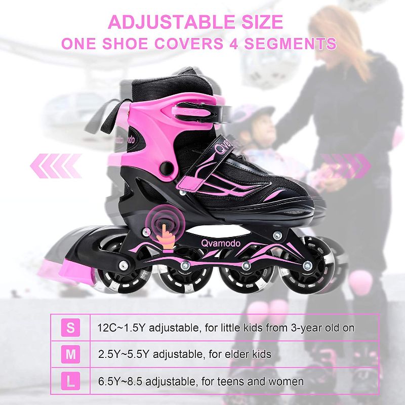 Photo 1 of  Adjustable Inline Skates for Women Men Girls Boys with Fun Lighting Wheels& Protective Gears, Safe Roller Skates for Beginners Kids Teens Youth