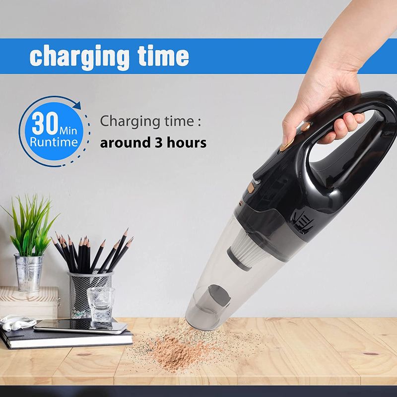 Photo 1 of  Cordless Handheld Vacuum, 8000pa USB 120W Mini Car Vacuum with Led Light Cleaner Dry/Wet Powerful Suction Vacuum Rechargeable Portable Cleaner for Home, Kitchen, Pet Hair, Office