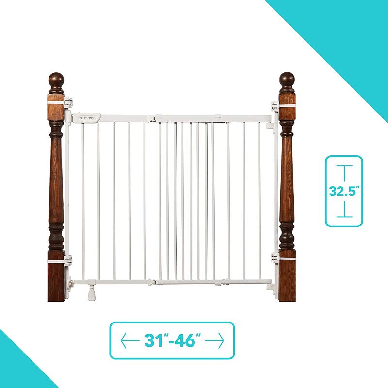 Photo 1 of 
Summer Metal Banister and Stair Safety Baby Gate, White Finish – 32.5” Tall, Fits Openings of 31” to 46” Wide, Extra-Wide Door Opens The Full Width of Your...
Color:White