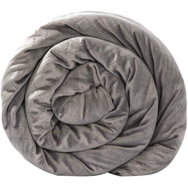 Photo 1 of  Quilted Weighted Small Square Blanket, Gray,