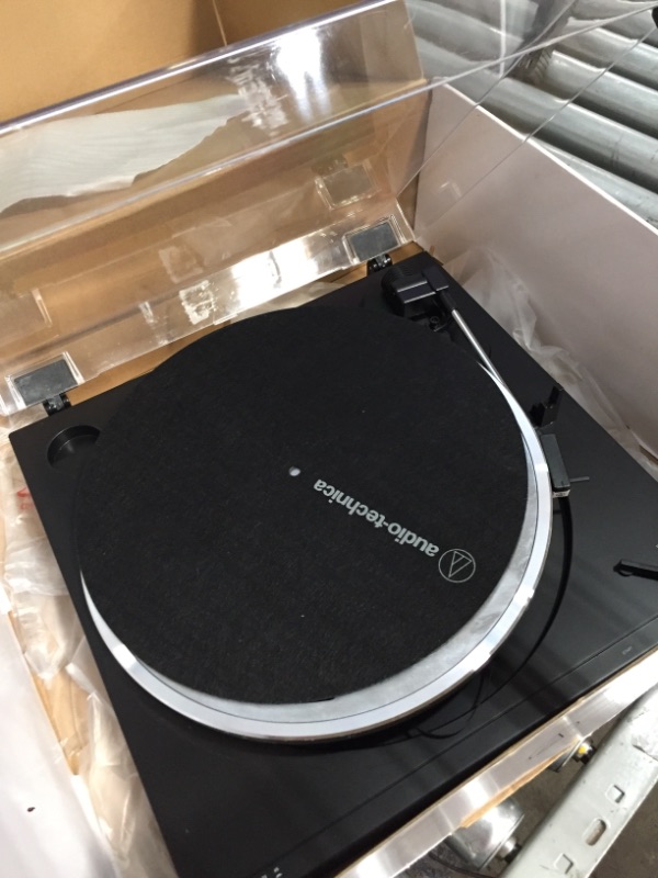 Photo 2 of Audio-Technica AT-LP60X-BK Fully Automatic Belt-Drive Stereo Turntable, Black, Hi-Fi, 2 Speed, Dust Cover, Anti-Resonance, Die-Cast Aluminum Platter
