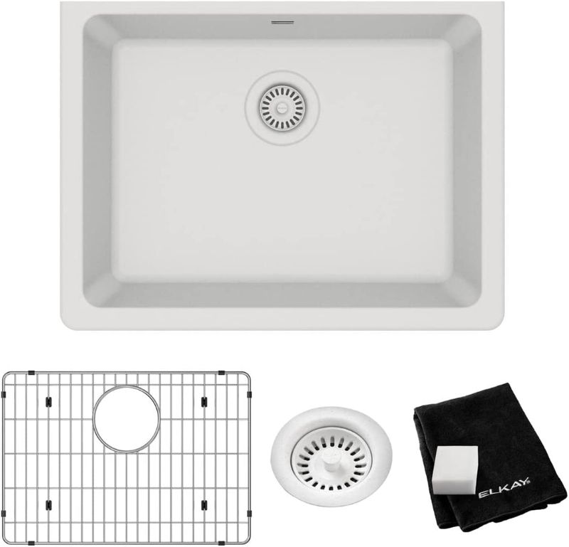 Photo 1 of **Accessories ONLY** Elkay Quartz Classic ELGU2522WH0C 24-5/8" x 18-1/2" x 9-1/2", Single Bowl Undermount Sink Accessories 