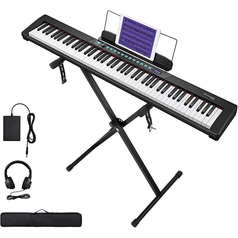 Photo 1 of Starfavor 88-Key Beginner Electronic Keyboard Piano with Semi-Weighted Keys, X-Stand, Sustain Pedal, Power Supply, Carrying Case, Electric Keyboard SEK-88A
