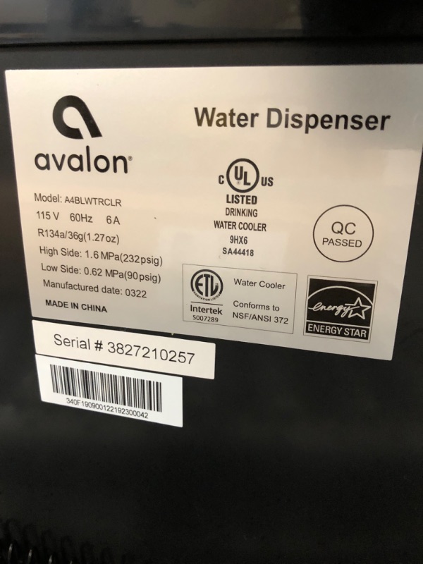 Photo 4 of **HOT AND COLD  WATER DOESN'T WORK**
Avalon Bottom Loading Water Cooler Water Dispenser with BioGuard- 3 Temperature Settings - Hot, Cold & Room Water, Durable Stainless Steel Construction, Anti-Microbial Coating- UL/Energy Star Approved
