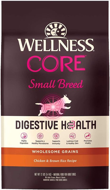 Photo 1 of **NONREFUNDABLE**Wellness CORE Digestive Health Small Breed Chicken & Brown Rice Dry Dog Food, 12 Pound Bag // EXP DATE JUN 02, 2022 SOLD AS IS 
