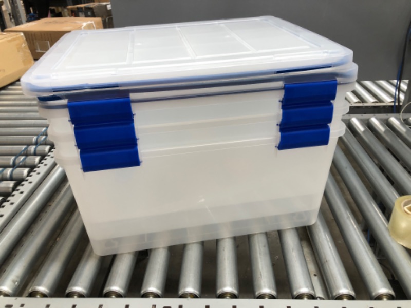 Photo 2 of IRIS 3pk 60qt Weathertight Multi-Purpose Storage Box Clear with Blue Buckles