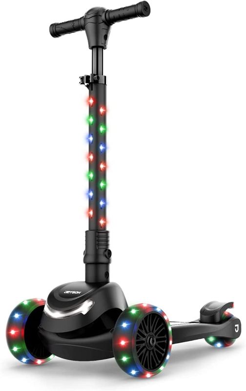 Photo 1 of Jetson Jupiter Mini Kids 3-Wheel Light-Up Kick Scooter | Includes  Lights on Stem & Wheels | 8 Different Light Patterns | Adjustable Handlebar  | Rear Brake | Easy-Folding Mechanism, Ages 3+ (front wheel broken)