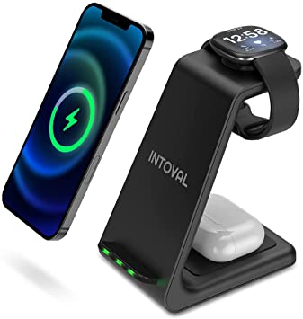 Photo 1 of Intoval 3 in 1 Charger, for Fitbit Sense Fitbit Versa 3, iPhones, Samsung Galaxy Note and S Phones, Airpods Pro, Galaxy Buds +/Live and Other Wireless Charging Phones or Earbuds. (V3,Black)
