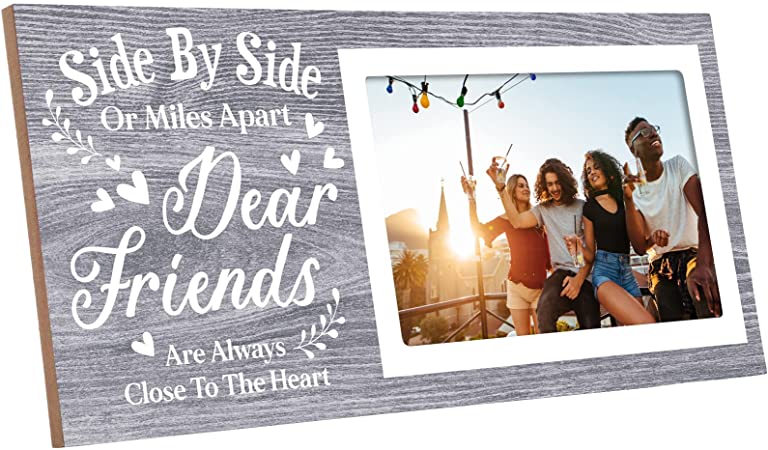Photo 1 of Friends Picture Frame 4 x 6 Inch Friend Gifts Side By Side or Miles Apart Friendship Frames Graduation Photo Frames (Deep Grey)
