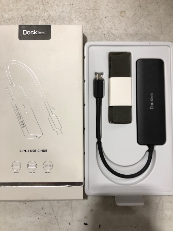 Photo 2 of USB C Hub Ethernet Adapter, Dockteck 5-in-1 USB C Hub Multiport Adapter 4K 60Hz HDMI, Gigabit Ethernet, 3 USB 3.0 Ports, Type C Dongle for MacBook Pro/Air, iPad Pro, Surface Go XPS Pixelbook Laptop
