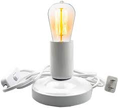 Photo 1 of simple lamp base industrial with cord on off, white