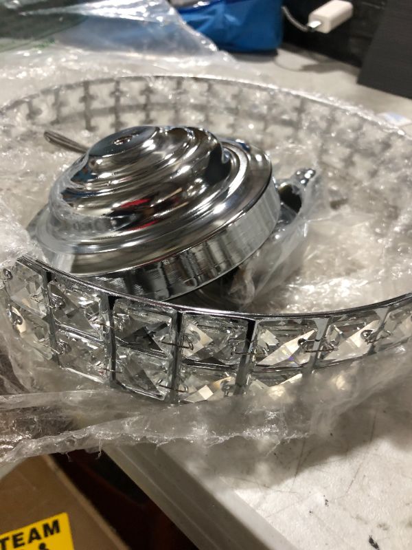 Photo 1 of 12" diameter, silver dessert display tray with outer mirroring design 