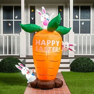 Photo 1 of 6ft Easter Inflatable Decoration Carrot with Build-in LEDs Blow Up for Easter
