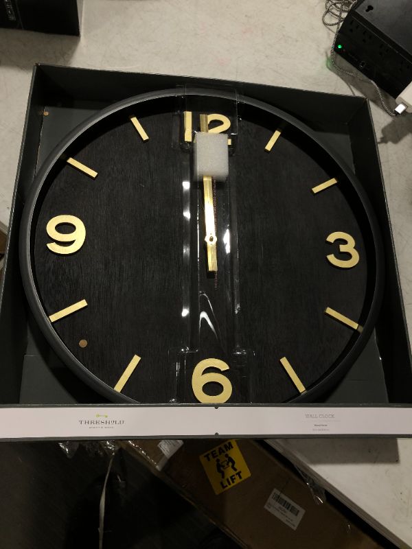 Photo 2 of 20" Wood Wall Clock Brass - Threshold™

