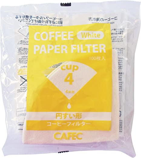 Photo 1 of CAFEC Traditional Cone-shaped Paper Filter Cup4 (white) 100pcs/pack (One (1) Pack of 100)
