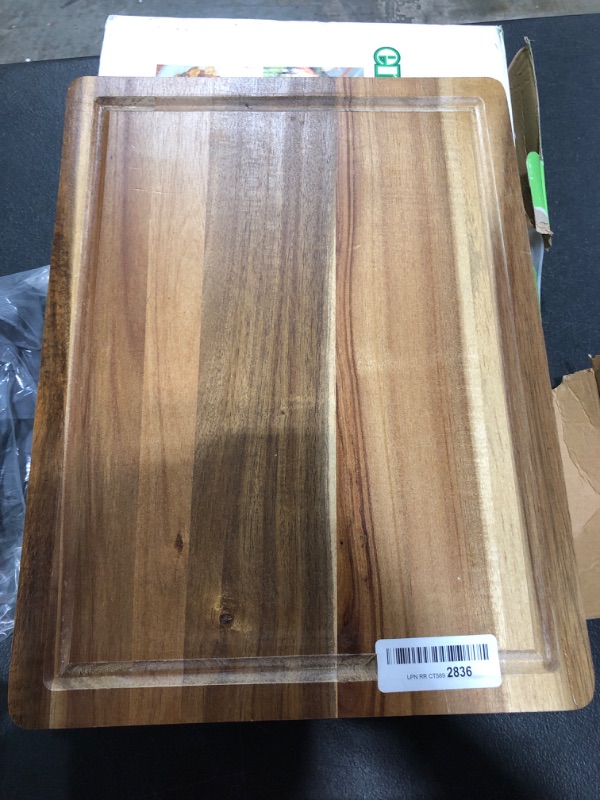 Photo 2 of Acacia Wood Cutting Board with Juice Grooves(16" x 12" )- Wooden Chopping Board for Meat