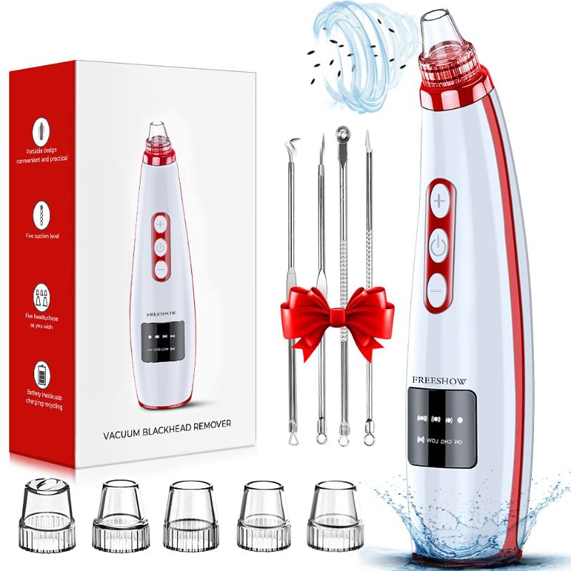 Photo 1 of 2022 Newest Blackhead Remover Pore Vacuum,Upgraded Facial Pore Cleaner,Electric Acne Comedone Whitehead Extractor Tool-5 Suction Power,5 Probes,USB Rechargeable Blackhead Vacuum Kit for Women & Men
