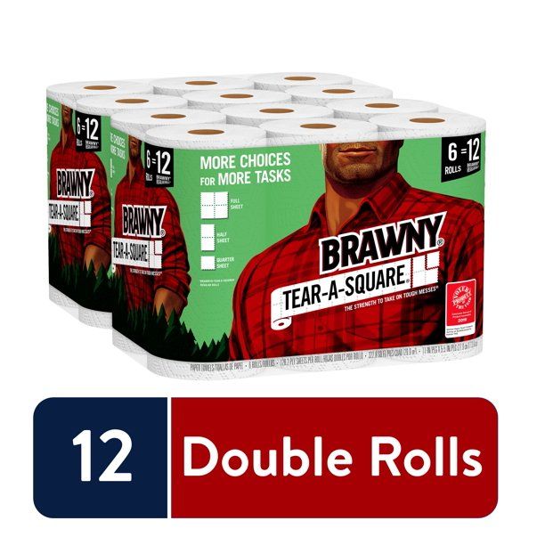 Photo 1 of Brawny Tear-A-Square Paper Towels, 12 Double Rolls