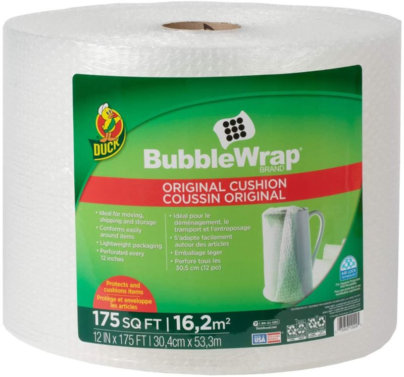 Photo 1 of Duck Brand Bubble Wrap Roll, Original Bubble Cushioning, 12" x 175', Perforated Every 12" (286891)
