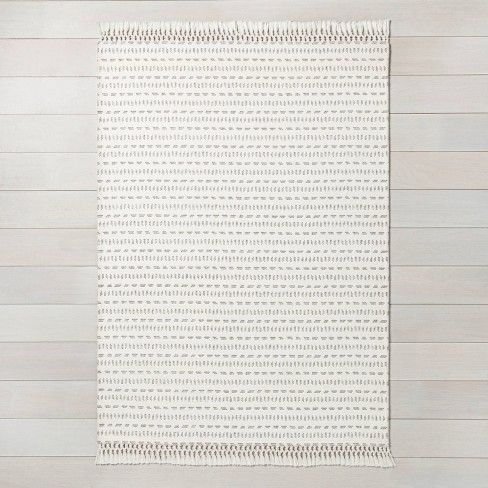 Photo 1 of 7' x 10' Pattern Stripe Area Rug Jet Gray / Sour Cream - Hearth & Hand™