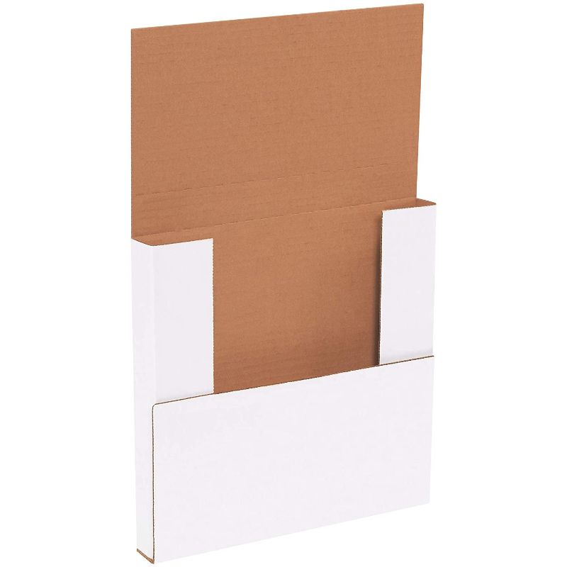 Photo 1 of Aviditi White Easy-Fold Mailing Boxes, 10 1/4" x 10 1/4" x 1", Pack of 50, Crush-Proof, For Shipping, Mailing and Storing
