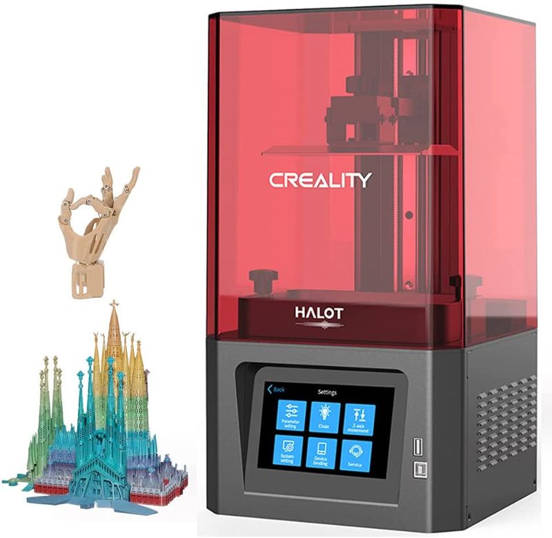 Photo 1 of Creality HALOT ONE Resin 3D Printer, Upgraded 64 Bit Silent Mainboard Photocuring LCD Resin 3D Printer, Powerful 2K 6" Monochrome Screen, 127x80x160mm Print Size, App WiFi Control OTA Support
