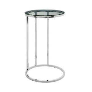 Photo 1 of 16" Round C Table - Clear Glass Top, Chrome Base