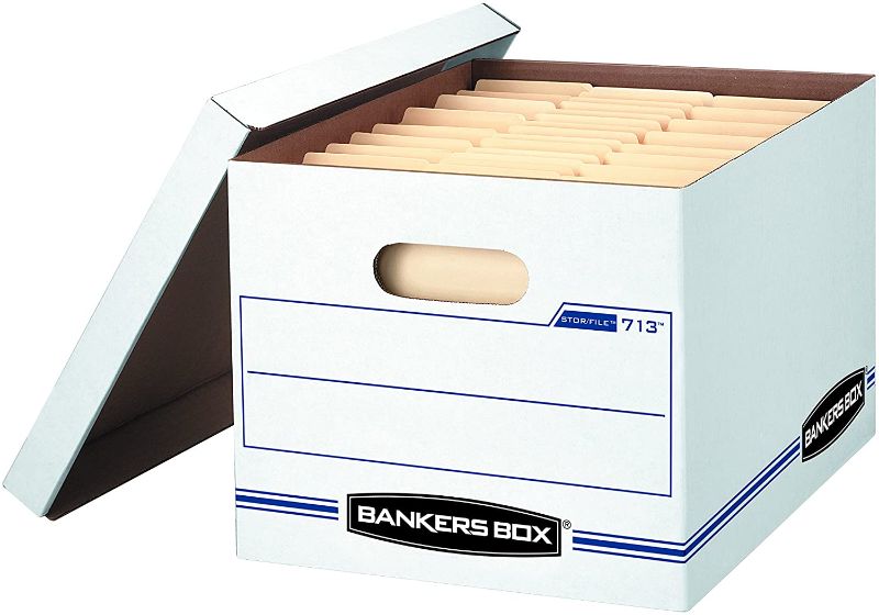 Photo 1 of Bankers Box Stor/File Storage Box with Lift-Off Lid, Letter/Legal, 12 x 10 x 15 Inches, White, 6 Pack (0071303)
