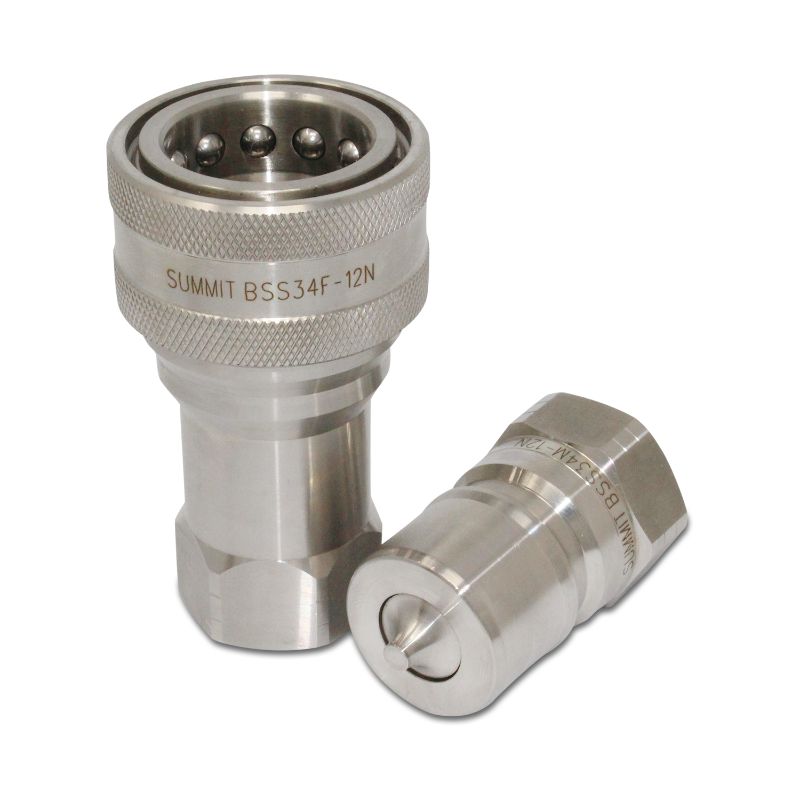 Photo 1 of 3/4? NPT ISO 7241-B Stainless Steel Quick Disconnect Hydraulic Coupler Set