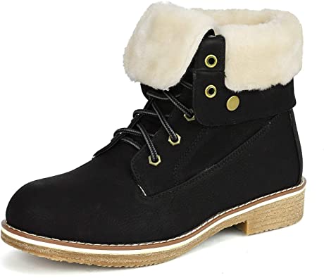 Photo 1 of DREAM PAIRS Women's Montreal Faux Fur Winter Combat Boots Ankle Bootie 7.5