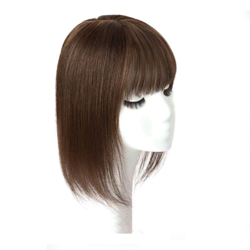 Photo 1 of Clip in Human Hair Toppers Seamless Hairpiece for Women Thick Silk Base Topper for Thicking Hair - Come's With Curlers and Straightener 