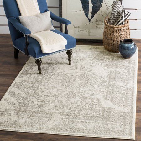 Photo 1 of Adirondack Ivory/Silver 9 ft. x 12 ft. Border Floral Area Rug