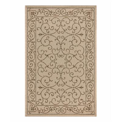 Photo 1 of Charleston Vintage Filigree Beige/Brown 7 ft. 9 in. x 10 ft. Textured Weave Indoor/Outdoor Area Rug
