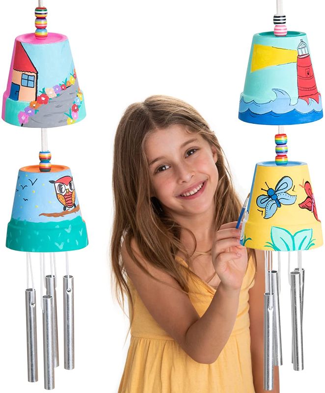 Photo 1 of Make Your Own Wind Chime Kit - Larger Bells, Stencils and Beads, Arts and Crafts for Kids Ages 8-12, 4-8 - DIY Craft Kit for Girls & Boys - Unique Art Gifts for Christmas, Birthday