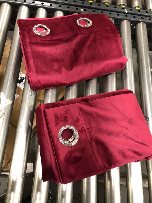 Photo 2 of BDRS HOME Velvet Curtains for Living Room&Bedroom,Grommet Top Darkening Curtain Panels,Pack of 2,52WX108L Inches,Wine Red