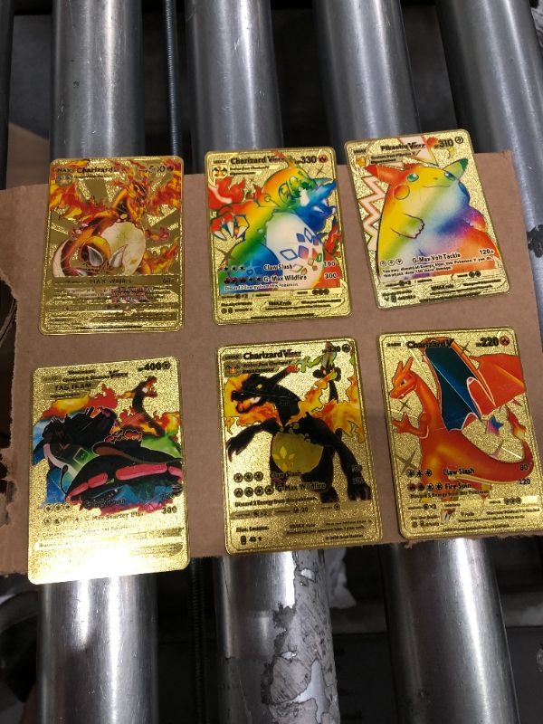 Photo 2 of Charizard Merch Metal Gold Plated Cards 6Pcs Vmax DX GX Best Gift for Collectors and Kids